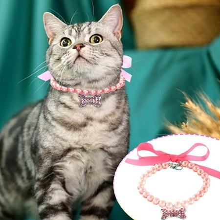 kladzum Dog Pearls Necklace Jewelry for Small Dogs Puppy  Bling Dog Wedding Collar Pet Jewelry Pearl Necklace and Dog Collar Pendant Gifts Decorations on Clearance