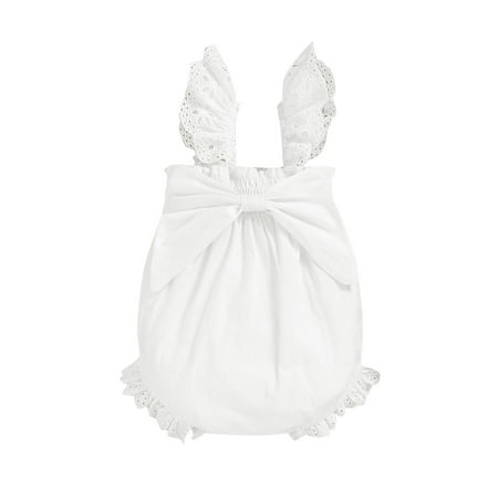 

Infant Girls Lace Sleeveless Bowknot Romper Newborn Bodysuits Clothes