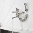 thumbnail image 2 of Wall Tap for Kitchen Tap Kitchen Wall Mounted with Spray Gun and 2 Water Jet Types 360° Rotatable Spout Short 18 cm Stainless Steel Kitchen Sink Tap Fitting, 2 of 5