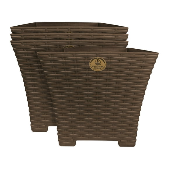 Kit 4 Macetas cuadradas Rattan Mediana (Oro Viejo)