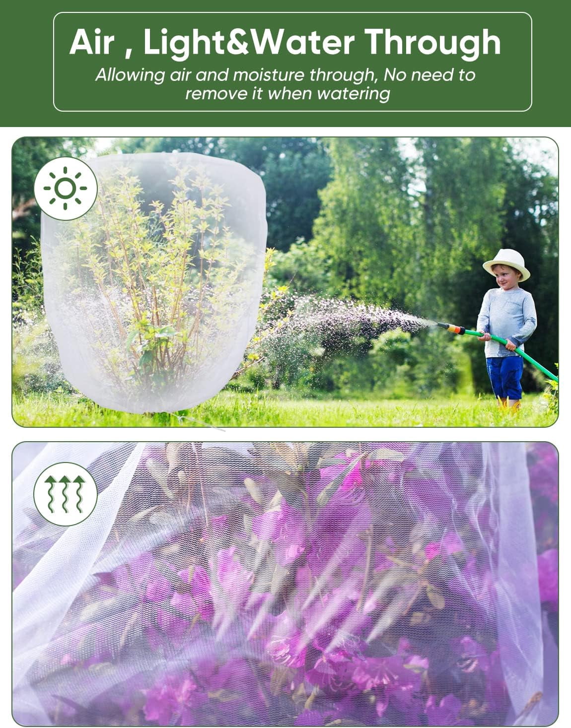 Bird Netting for Garden Protection - 4 Pack Garden Netting Pest Barrier with Drawstring,Mosquito Net Tomato Protective Cover Garden Plant Netting for Blueberry Bushes (5.3Ft x 5.3Ft/4 Pack)