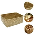 thumbnail image 6 of Baskets Storage Basket Wicker Woven Organizing Seagrass Rattan Shelves Bins Fruit Bin Container White Rectangular, 6 of 8