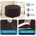 thumbnail image 3 of Round Ottoman Cover, Stretch Footstool Protector Covers Storage Stool Ottoman Slipcovers Jacquard Ottoman Cover with Elastic Bottom Washable Furniture Protector-brown-X-Large, 3 of 7