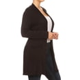 thumbnail image 2 of Women's Plus Size Casual Long Sleeve Loose Fit Solid Side Pockets Open Cardigan, 2 of 5