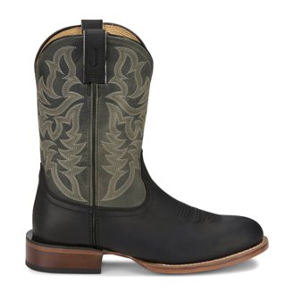 Justin Boots Mens Bucks 11 Inch Embroidered Wide Square Toe Cowboy