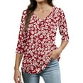 thumbnail image 2 of Women's Printed Blouse Long Sleeve Button Down Shirts Elegant Office Shirts 4-Purple M, 2 of 4