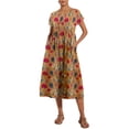 thumbnail image 3 of Vestido midi Zhyaj, holgado, túnica de verano, playa, con bolsillos, algodón, 3 of 7
