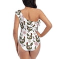 thumbnail image 6 of Yiaed Flowe Rooster Print Women One Piece Swimsuits Tummy Control One Shoulder Bathing Suits Pattern Ruffle Swimwear-Small, 6 of 8