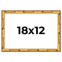 18x12 Frame Gold Bamboo Solid Wood Picture Frame | 0.75 Inch Moulding Width | Interior Frame Depth