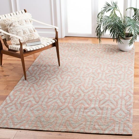 SAFAVIEH Cape Cod Edythe Geometric Area Rug, Blue/Rust, 5' x 8'