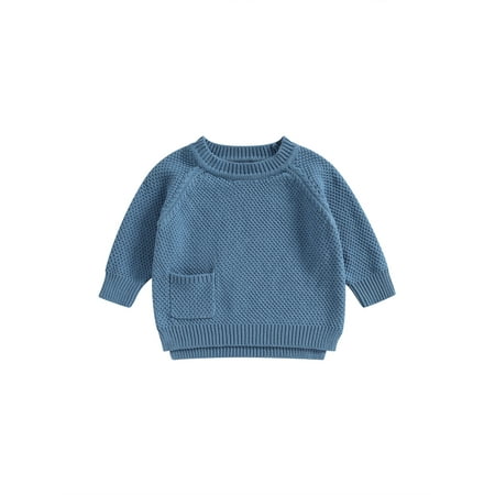 

Newborn Baby Girl Boy Knitted Sweater with Pocket Infant Long Sleeve Pullover Jumpers Tops Fall Loose Knitwear