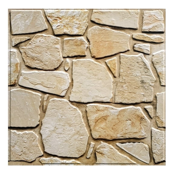3D Faux Stone Peel and Stick, 3D Stone Wall Sticker, Ultra-Light PVC Wall Panels, 10 Pcs