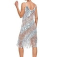 thumbnail image 3 of UPPADA Womens Sequin Tassel Fringe Party Dress Flapper Mini Dress Sleeveless V Neck Spaghetti Strap Dress Evening Party Dance Dress Party Prom Gown Cocktail Dress, 3 of 4
