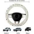 thumbnail image 3 of Universal Fit Crochet Steering Wheel Cover, 14-15 Inch, Car Accessories, White, with Seat Belt Cover, 3 of 7