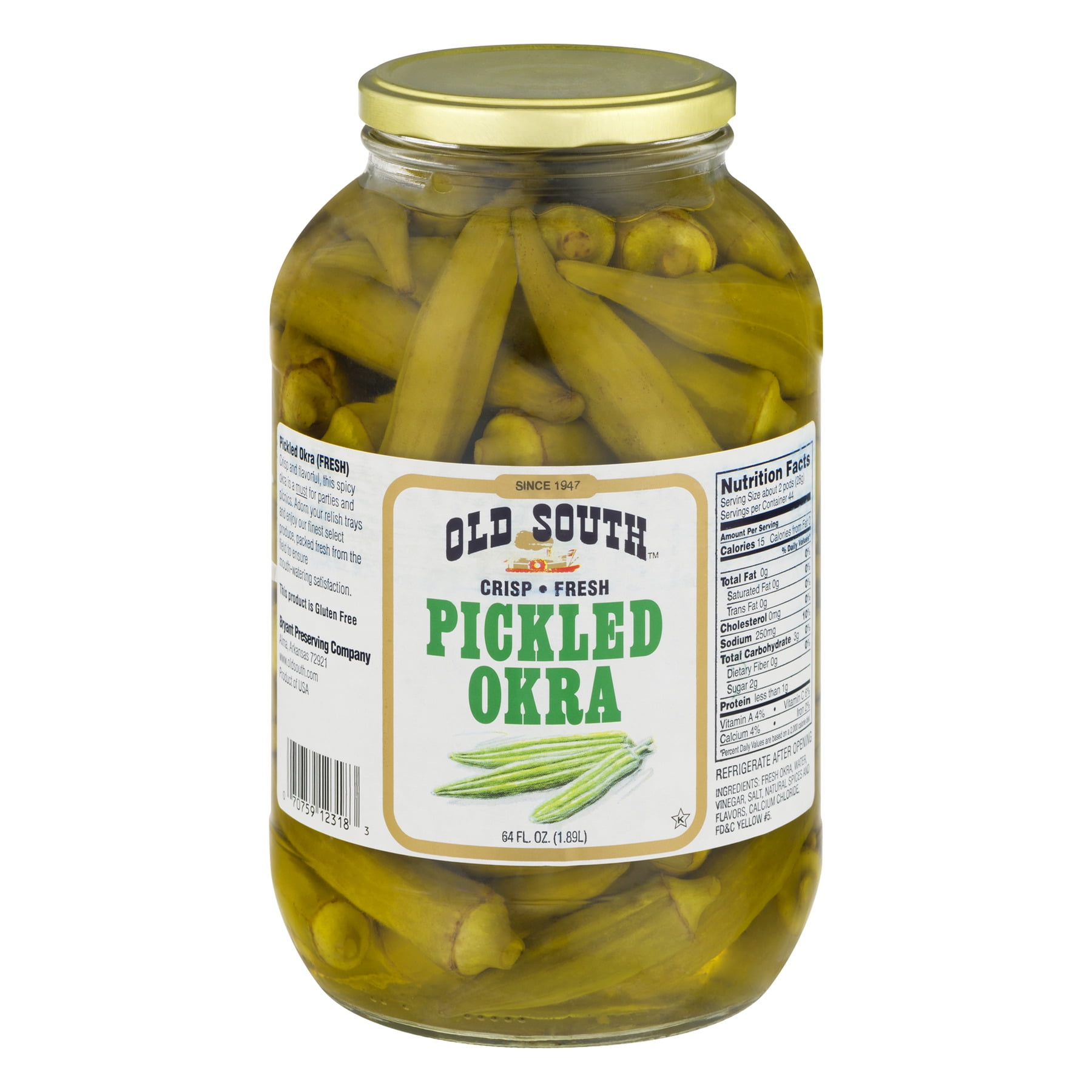 Old South Pickled Okra, Shelf Stable, 64 oz Jar
