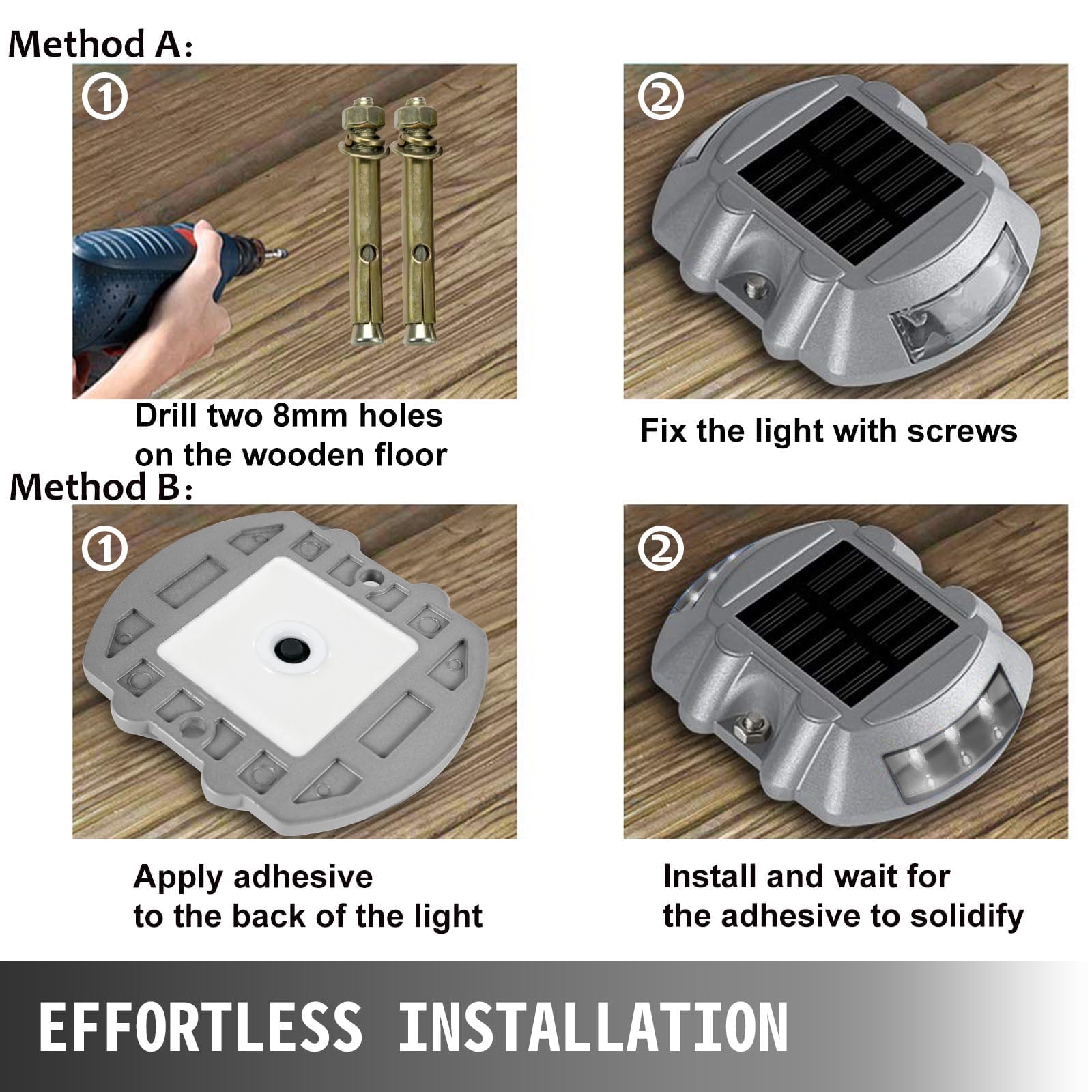 VEVOR Solar Driveway Lights 16-Pack, Switch Button, Solar Deck Lights Waterproof, 6 LED Lights, Outdoor for Path Warning Garden Walkway Sidewalk Steps, Blue