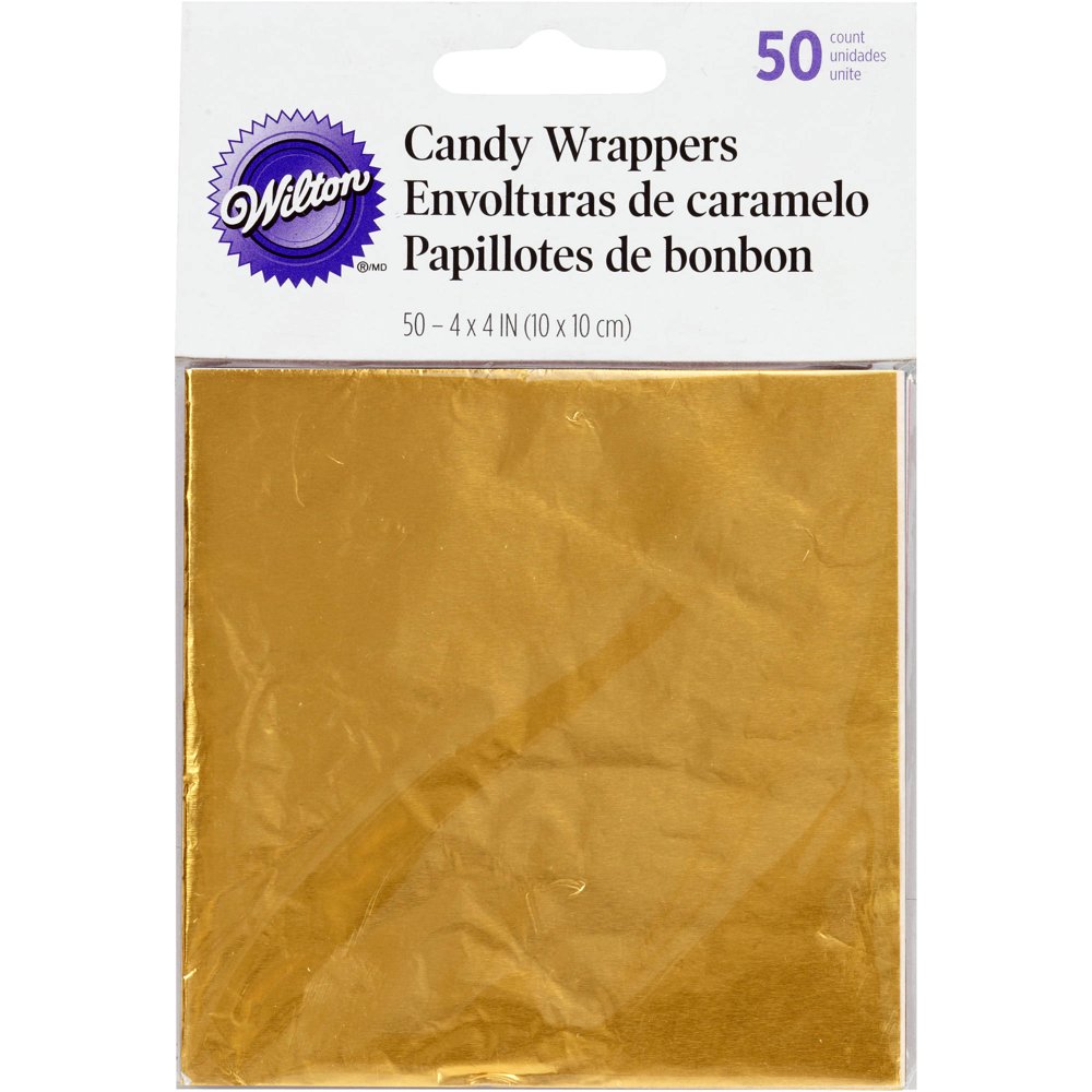 Wilton 4"x4" Foil Candy Wrappers, Gold 50 ct. 19041197