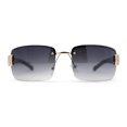 thumbnail image 3 of Old School Rimless Narrow Rectangle 90s Designer Shade Sunglasses Gold Smoke, 3 of 4