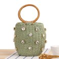 thumbnail image 1 of Bolsos Con Asa Superior Bolsos de mano para mujer, bolso de mano tejido de paja con diamantes de imitación, bolso de playa, bolso (verde) Tmvgtek Para Estrenar, 1 of 4