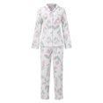 thumbnail image 4 of Arlun Womens Pajama Sets Button Down Long Sleeve Trousers Pajamas Set Fashion Heart/Floral/Cute Pattern Printed Lightweight Comfy 2 Piece Casual Pjs Loose Soft Breathable Loungewear White3 XL, 4 of 8