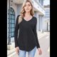 thumbnail image 5 of Camisa de Larga con Cuello en V para Mujer, Túnica de Otoño, Suéter Informal Elegante, Ropa y . Negro M, 5 of 9