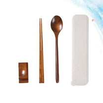 HAKIDZEL Bamboo Tableware Set Adults Camping Travel Picnic 4Pcs 9.6x1.3in 8.9in 9.3x1.6in
