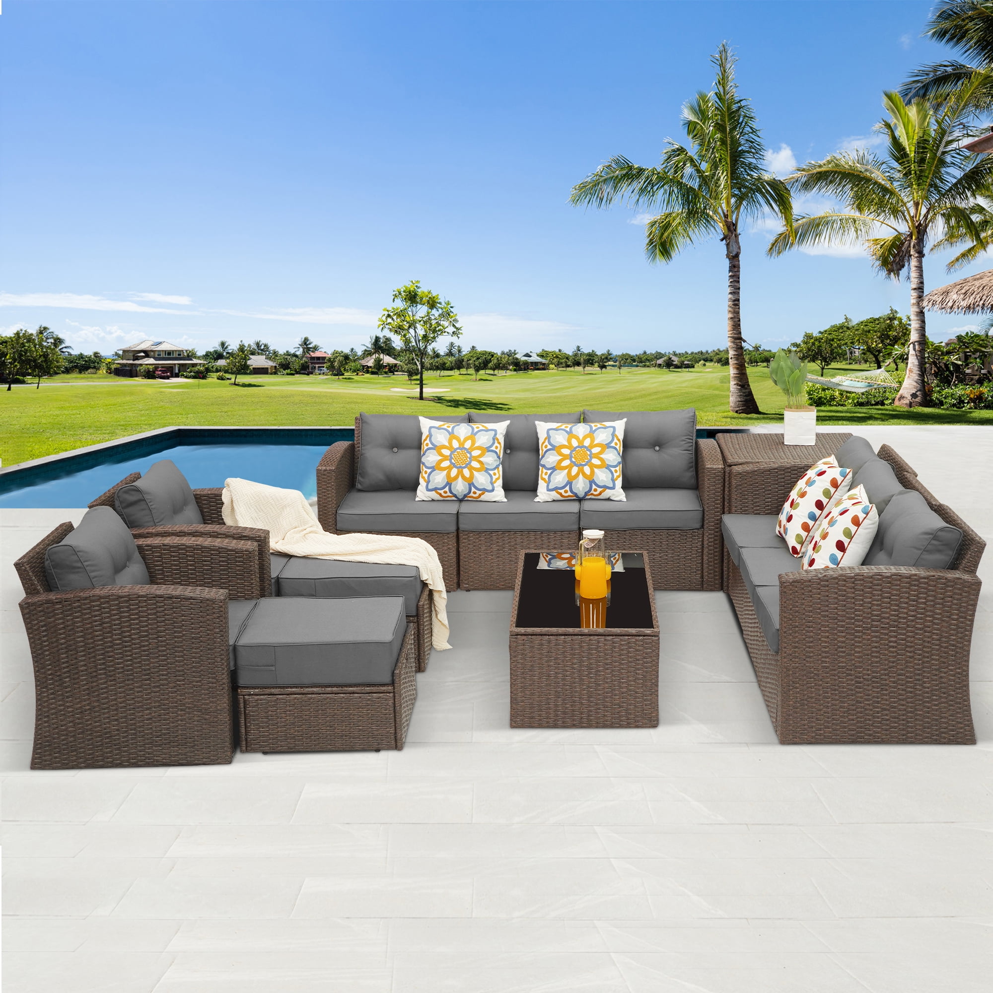 Royalcraft Outdoor Patio Furniture Set,12 Pieces Outdoor Sectional
