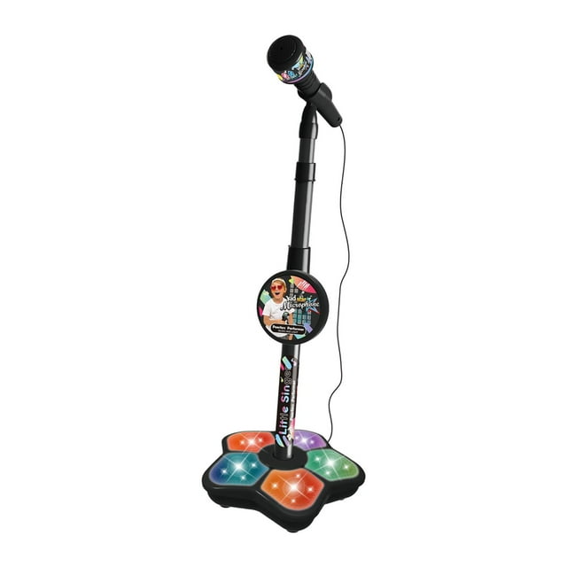 Esquirla Childrens Karaoke Machine with Lights Toy Microphone with Stand for Children Black