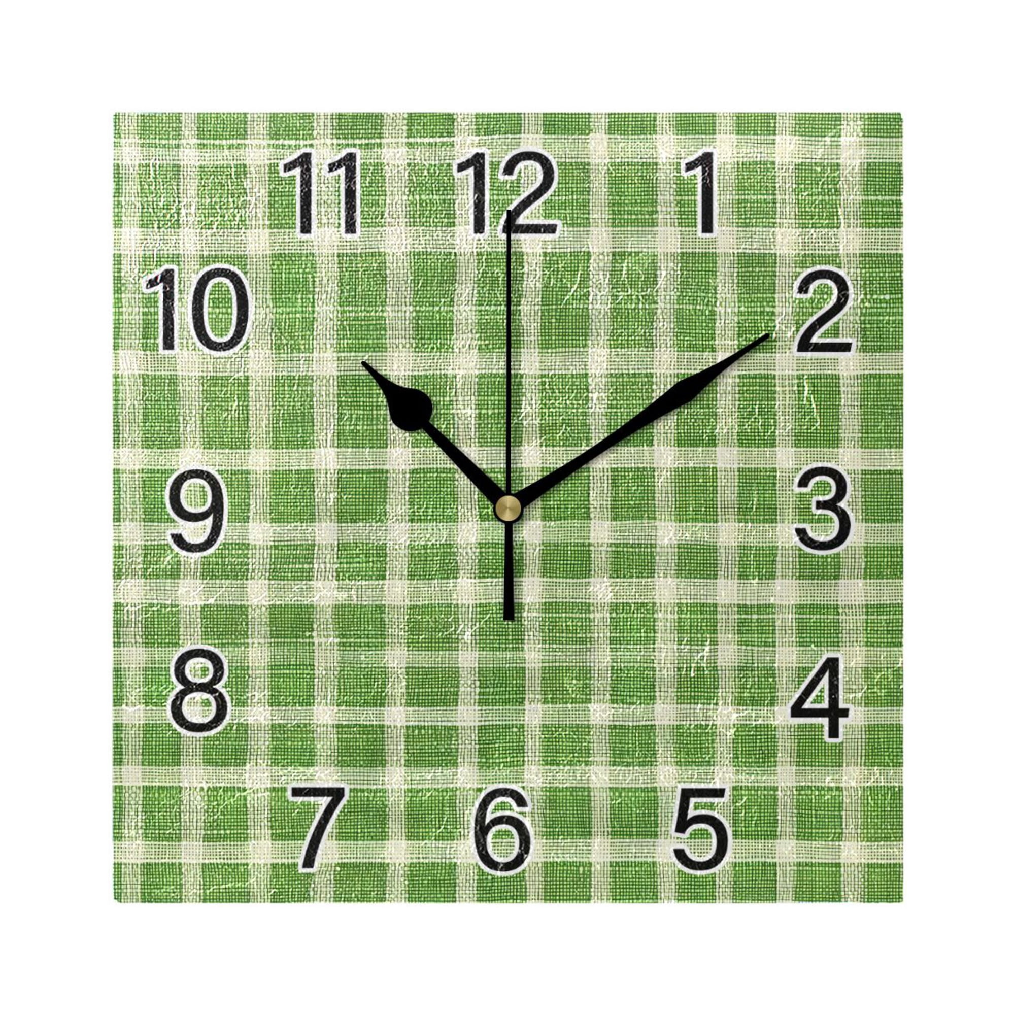 Ryvnso Checkered Grid-a1 Wall Clock Square Silent Non-Ticking Battery Operated 7.78