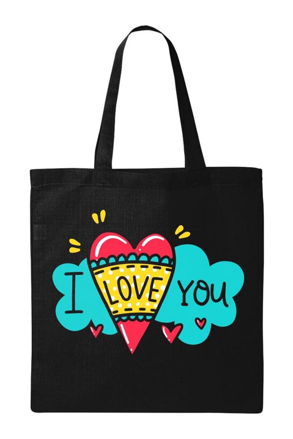 I Love You Heart In A Cloud Tote Bag - Image by Shutterstock, One Size Cotton Canvas Tote Bag