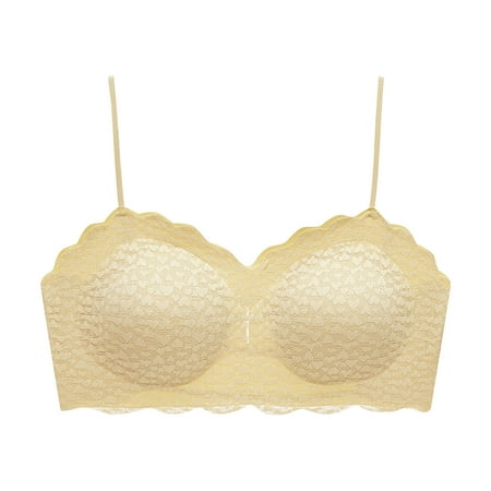 

TOWED22 Womens Wireless Bras Women s Full Support High Impact Racerback Lightly Lined Underwire Sports Bra Yellow L