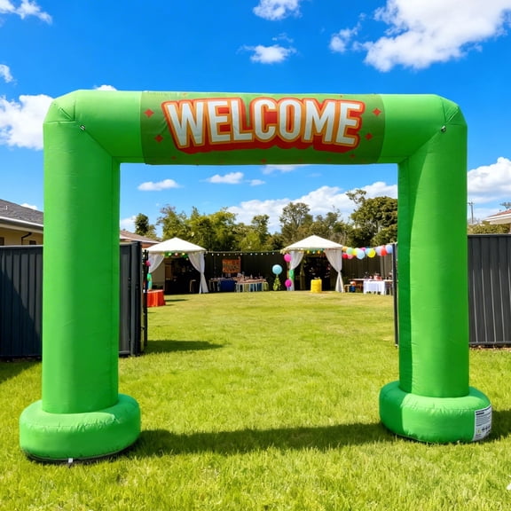 Wellcomer 10Ft Square Inflatable Event Arch with Built-in Blower - Green Color