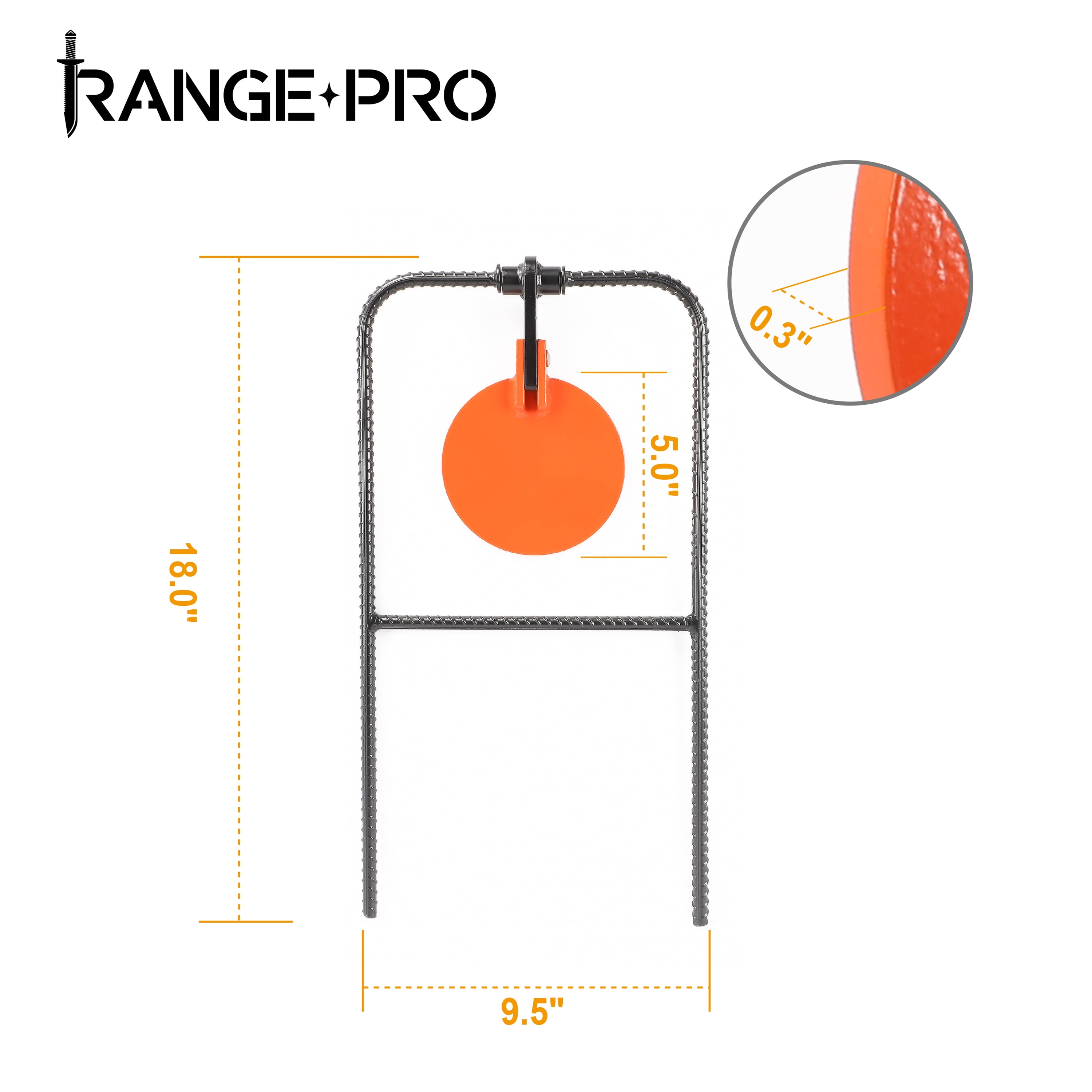 Centerfire Pistol AR500 Steel Spinner Target, 4", 5" & 6" Combo