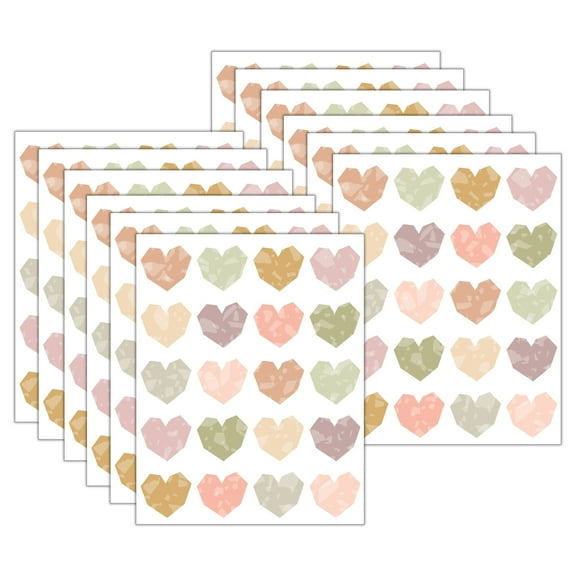Teacher Created Resources Terrazzo Tones Hearts Stickers, 120 Per Pack, 12 Packs