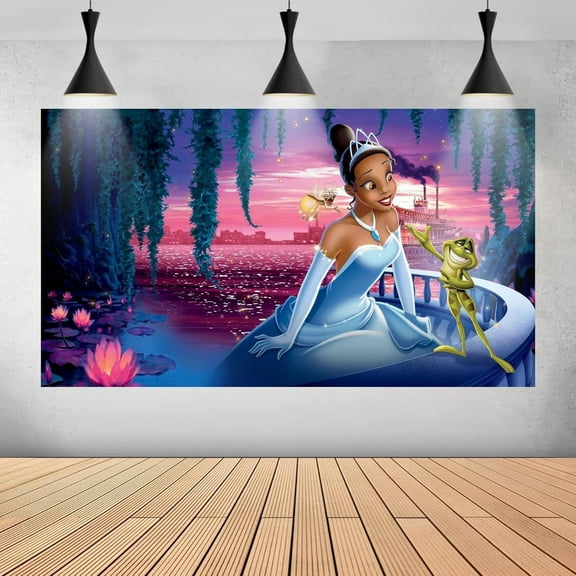 Tiana Birthday Party Decorations, 5×3FT Tiana Theme Happy Birthday Party Banner Backdrop Party Favor Princess Party Supplies