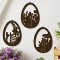 thumbnail image 2 of SIYTUAU Set Of Three Wooden Hollow Carved Easter Egg Wall Hangings With Rabbit And Beehive Designs For Holiday Party Or Home Wall Decor, 2 of 5