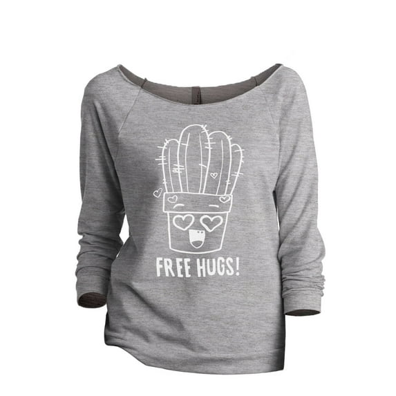 Thread Tank Free Hugs Women's Slouchy 3/4 Sleeves Raglan Sweatshirt Sport Grey Small