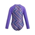 thumbnail image 2 of Kids Girls One Piece Long Sleeves Palm Trees Printed Swimsuit UV Protection Rash Guard Purple 10, 2 of 7