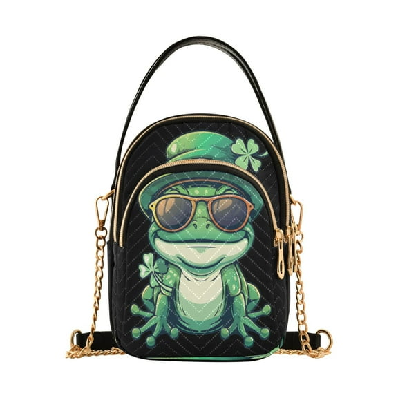ALAZA Chain Crossbody Bags for Women Frog with Sunglasses Shoulder Handbag Phone Purse