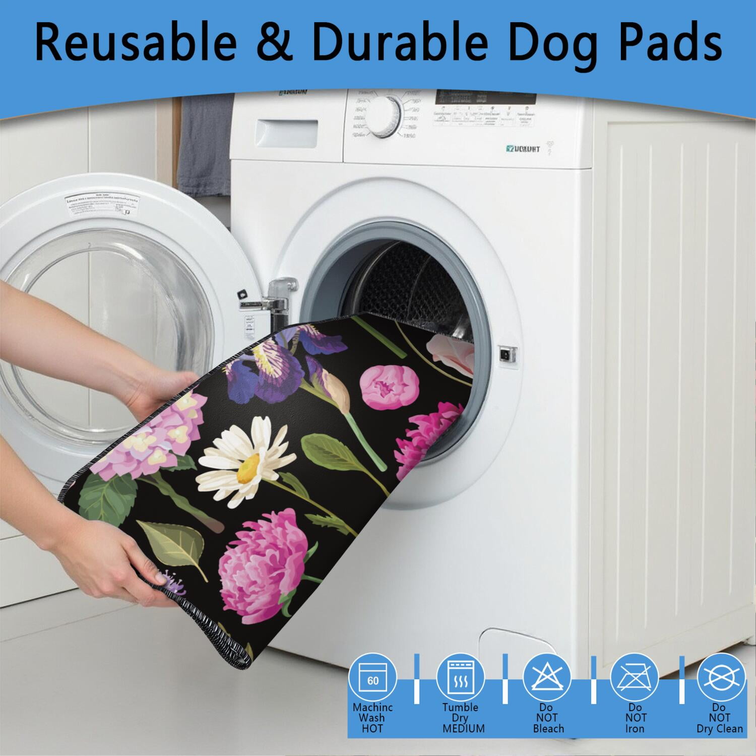 Extra Large 72x72 Inch Dog Pee Pads Washable, Highly Absorbent Reusable Potty Training Pads, Durable Leak-Proof Mat with Floral Design for Indoor Use