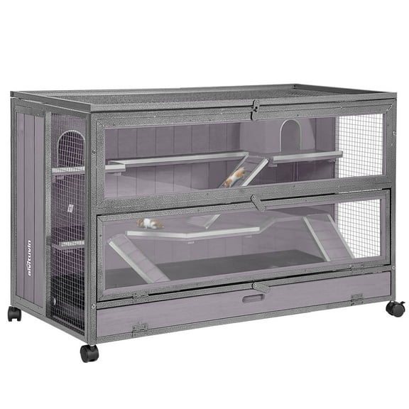 Aivituvin Anti-chewing Hamster Cage Guinea Pig Habitat with Metal Frame Mobile Cage