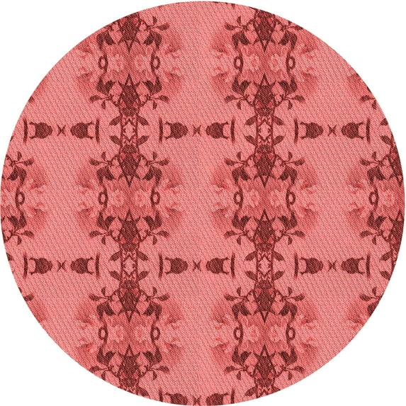 Ahgly Company Machine Washable Indoor Round Transitional Red Area Rugs, 8' Round