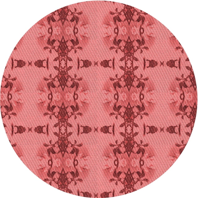 Ahgly Company Tapis d'Intérieur Ronds Transitionnels Rouges Lavables à la Machine, 4 Pieds Rond
