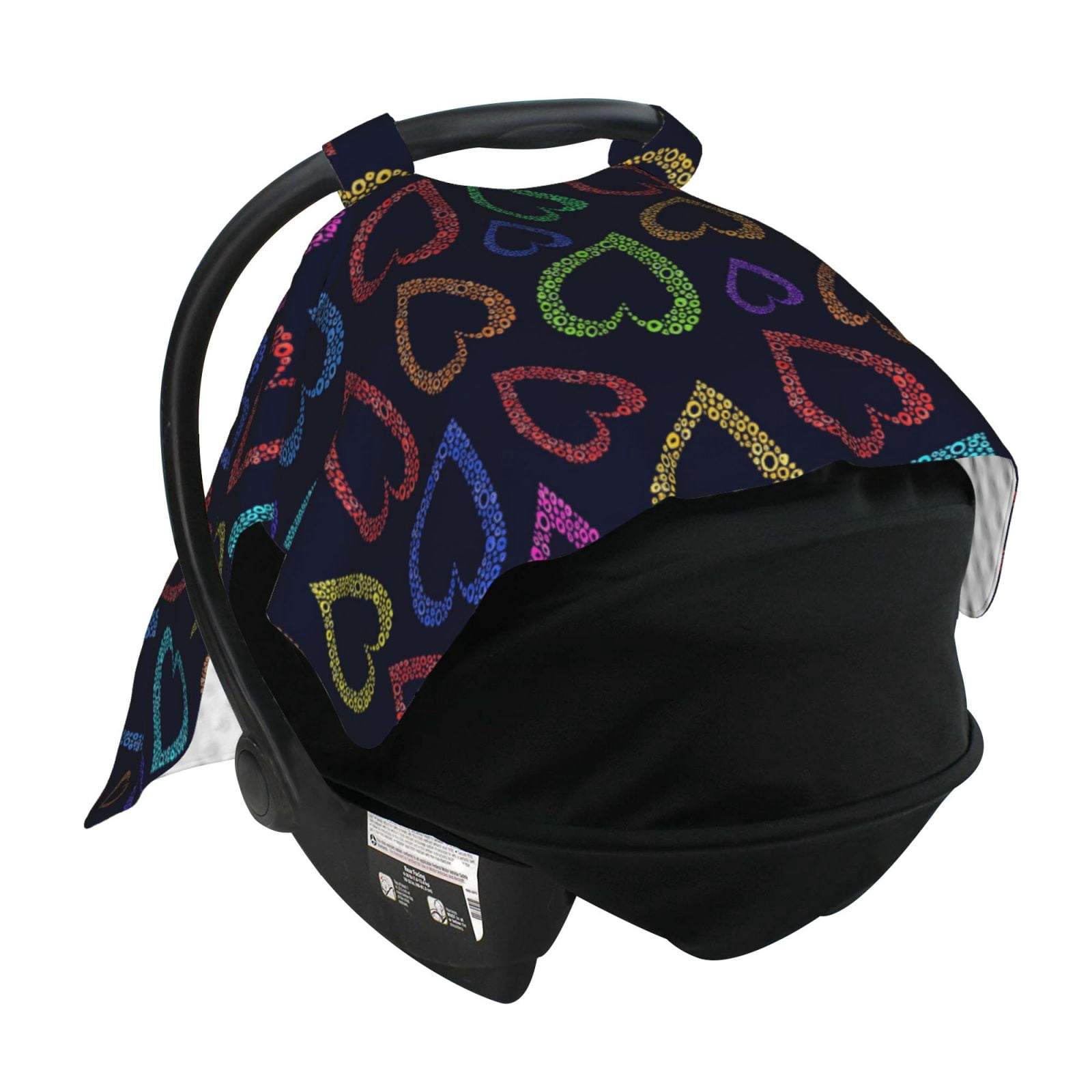 Naloa Colored Hearts Baby Car Seat Cover, Breathable Baby Carrier Cover, Multiuse Baby Carrier Cover & Nursing Breastfeeding Cover
