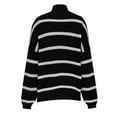 thumbnail image 4 of 2025 Women's Oversized Turtleneck Striped Pullover Sweaters Cowl Neck Long Sleeve Winter Loose Chunky Knit Sweater, 4 of 7