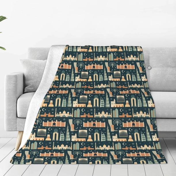 Fotbe UAE Travel1 1 Manta de Franela Acolchonada con Estampado, Súper Suave y Esponjosa, Extra Grande para Sofá, Cama, Uso Todo el Año-80"x60"