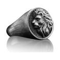 thumbnail image 2 of Lion Handmade Relief Signet Ring, Sterling Silver Lion Relief Pinky Men Ring, Silver Lion Head Jewelry, Leo Zodiac Ring, Animal Silver Ring, 2 of 5