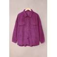 thumbnail image 1 of ABPHQTO Abrigo camisero de pana morado de manga larga con botones para mujer, 1 of 5