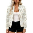thumbnail image 5 of Stichou Womens Metallic Sparkly Jacket Lightweight Leopard Print Long Sleeve Zip-Up or Open Front Fashionable Outerwear White 4XL, 5 of 7