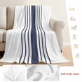 thumbnail image 5 of Blue Vertical Striped Blanket Soft Cozy Warm Twin Blanket for Bed, Plush Fuzzy Flannel Fleece Blankets for Sofa, White Minimalist Modern Throw Blankets for Couch, Lightweight Gifts for Men, 60"x80", 5 of 9